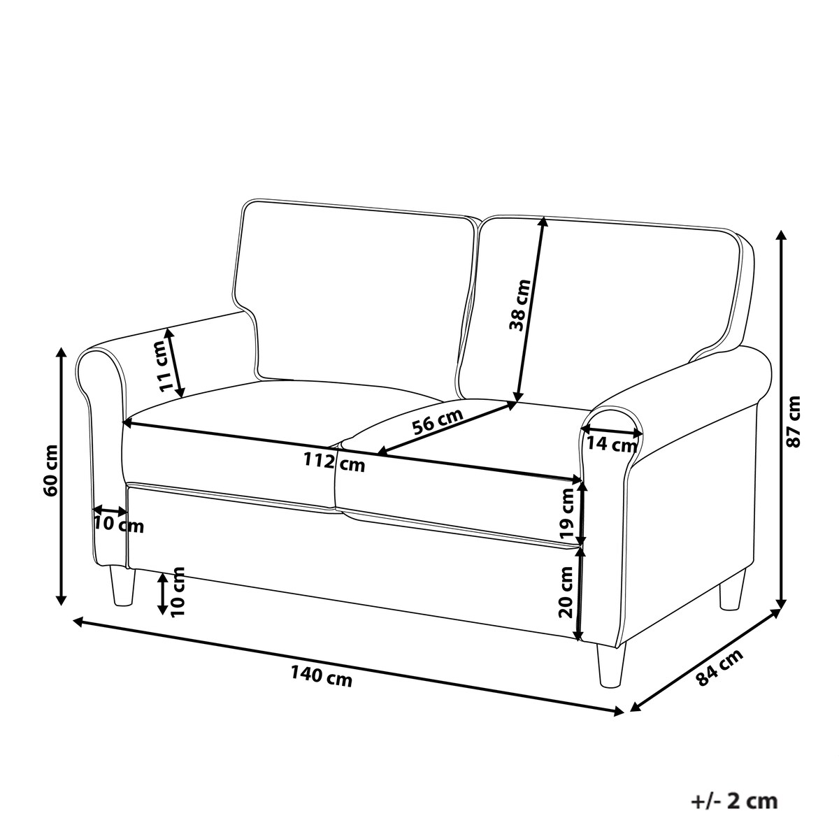 Sofa dla 2 osób RONNEBY Sztruks Ciemnozielony
