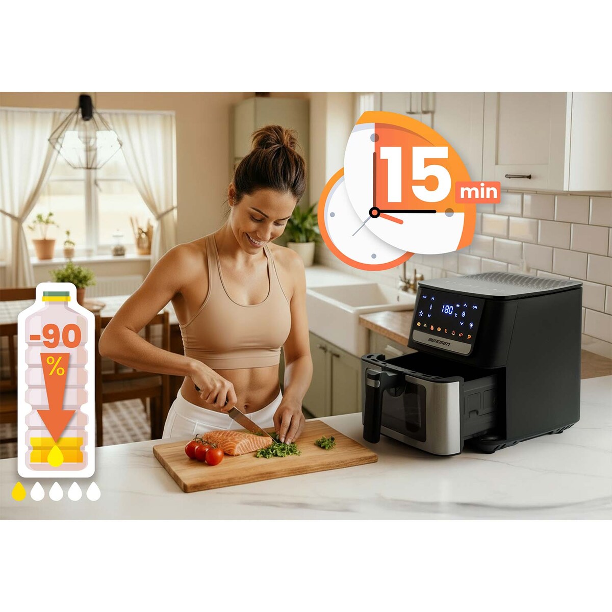 Frytkownica beztłuszczowa Berdsen Air Fryer 6,5l 1700W frytownica