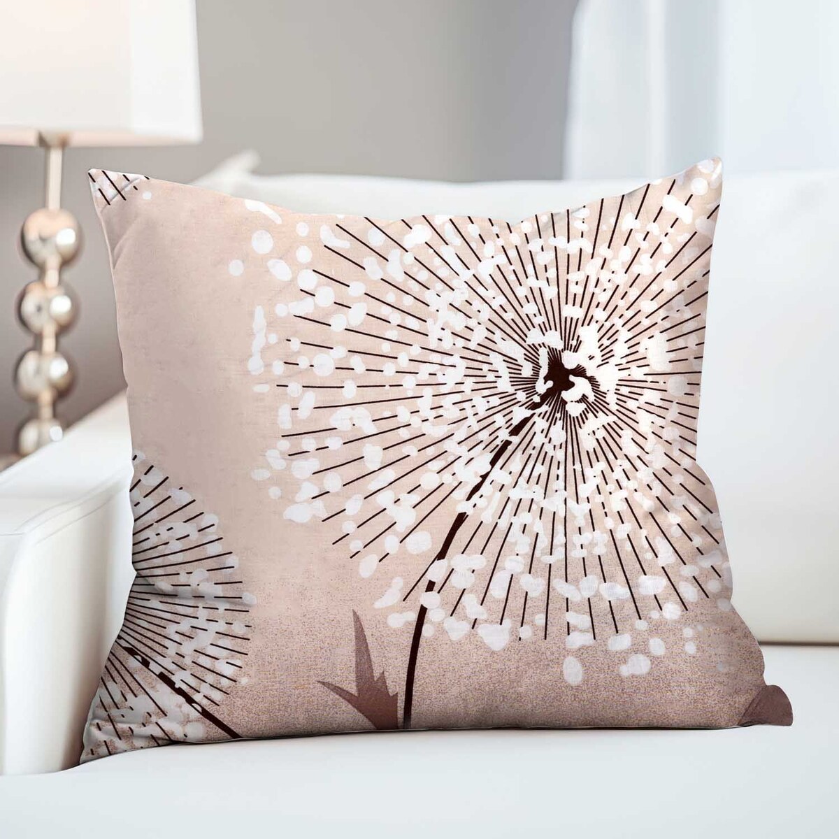 Poszewka dekoracyjna bawełniana 40x40 Blush beżowa w dmuchawce, Cottonlove, Darymex