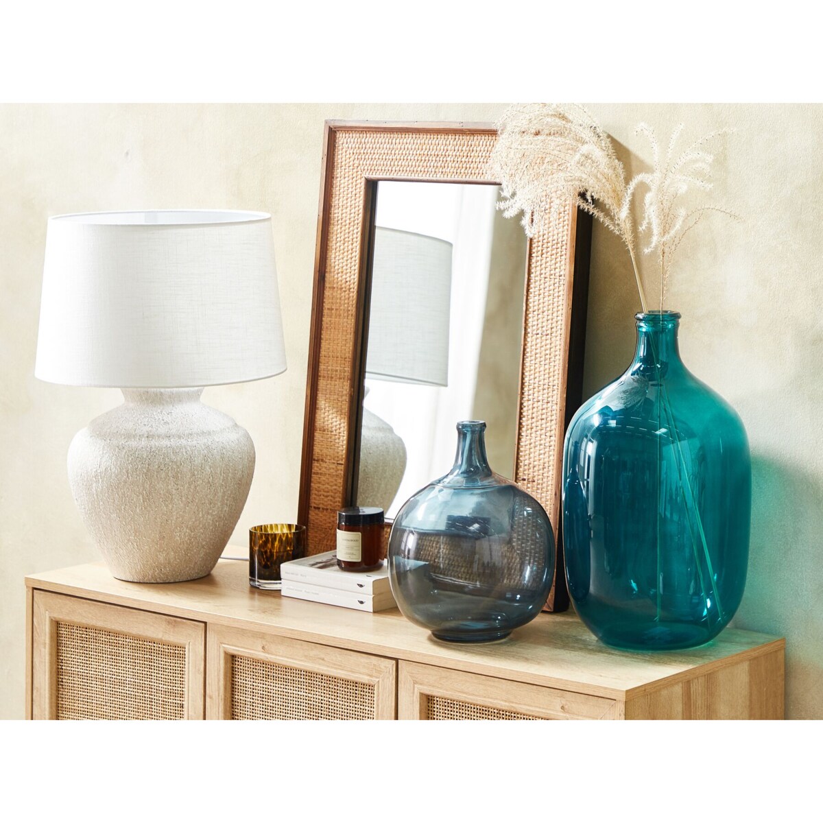 Wazon na kwiaty szklany 48 cm turkusowy SAMOSA