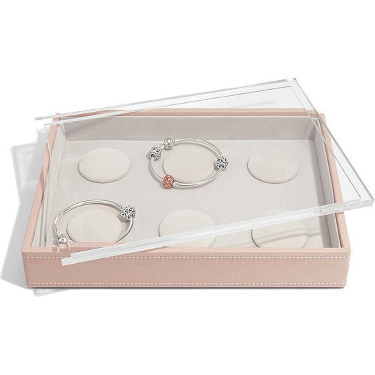 Szkatułka na bransoletki charms Stackers classic jasnoróżowa z pokrywką