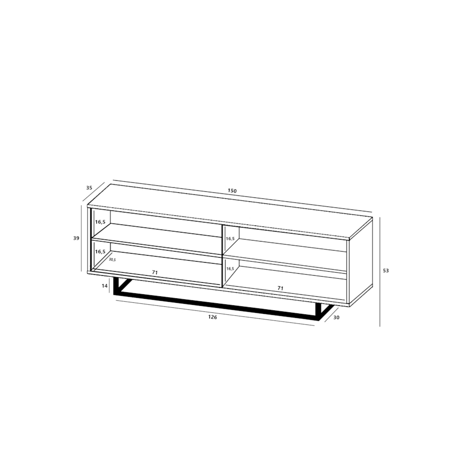 Industrialna Szafka RTV Loft Komoda RTV Dąb Wotan Biały MAT 150 cm