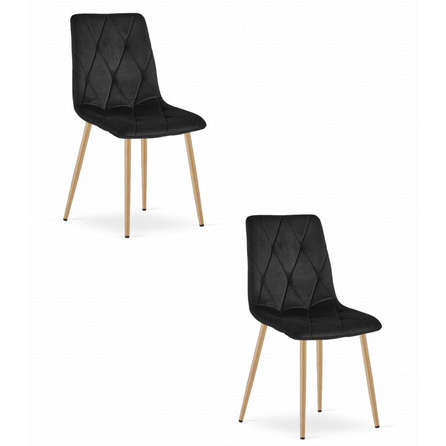 Krzesło Do Jadalni Kuchni Salonu Libra - Czarny Aksamit / Nogi Kolor Drewna X 2