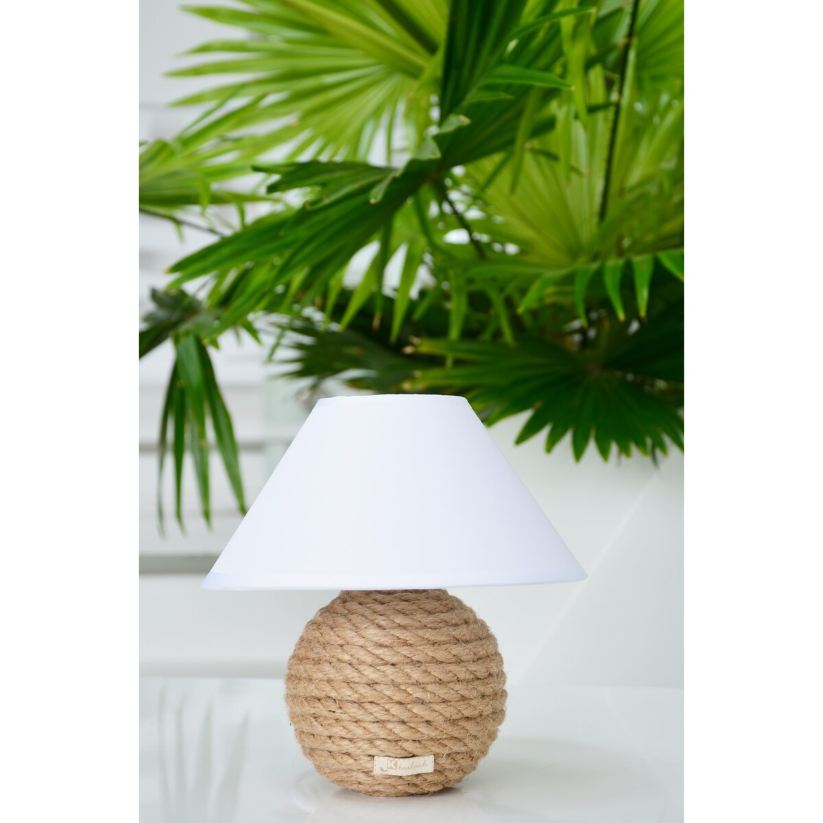 MINI Lampka stołowa Boho naturalny sznurek jutowy pleciony * styl etno skandi skandynawski* lampka nocna biurkowa * biały abażur + juta