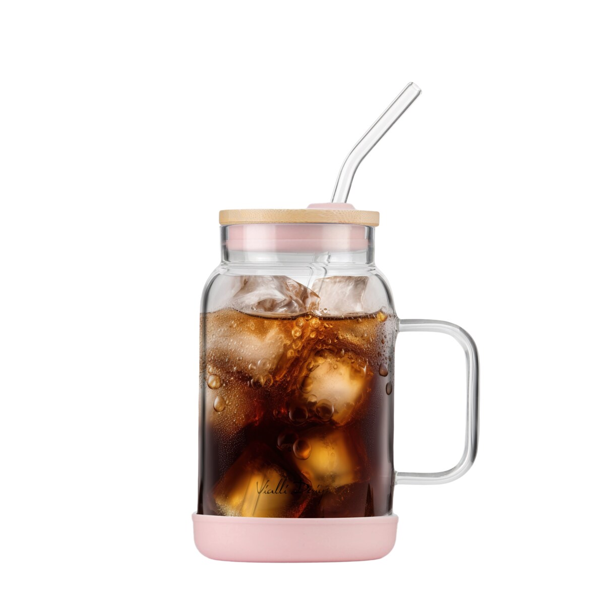 Słoik ze słomką 600 ml różowy Fuori 29842