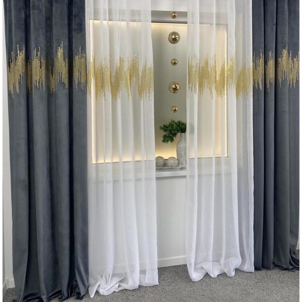 zasłona welurowa ecg gold 140x270 cm szary