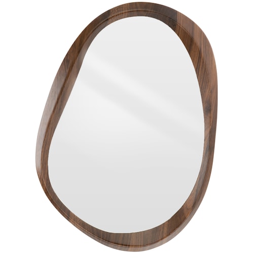 Lustro Organiczne Nowoczesne Rama Efekt Drewna Brązowe 38X55 Cm