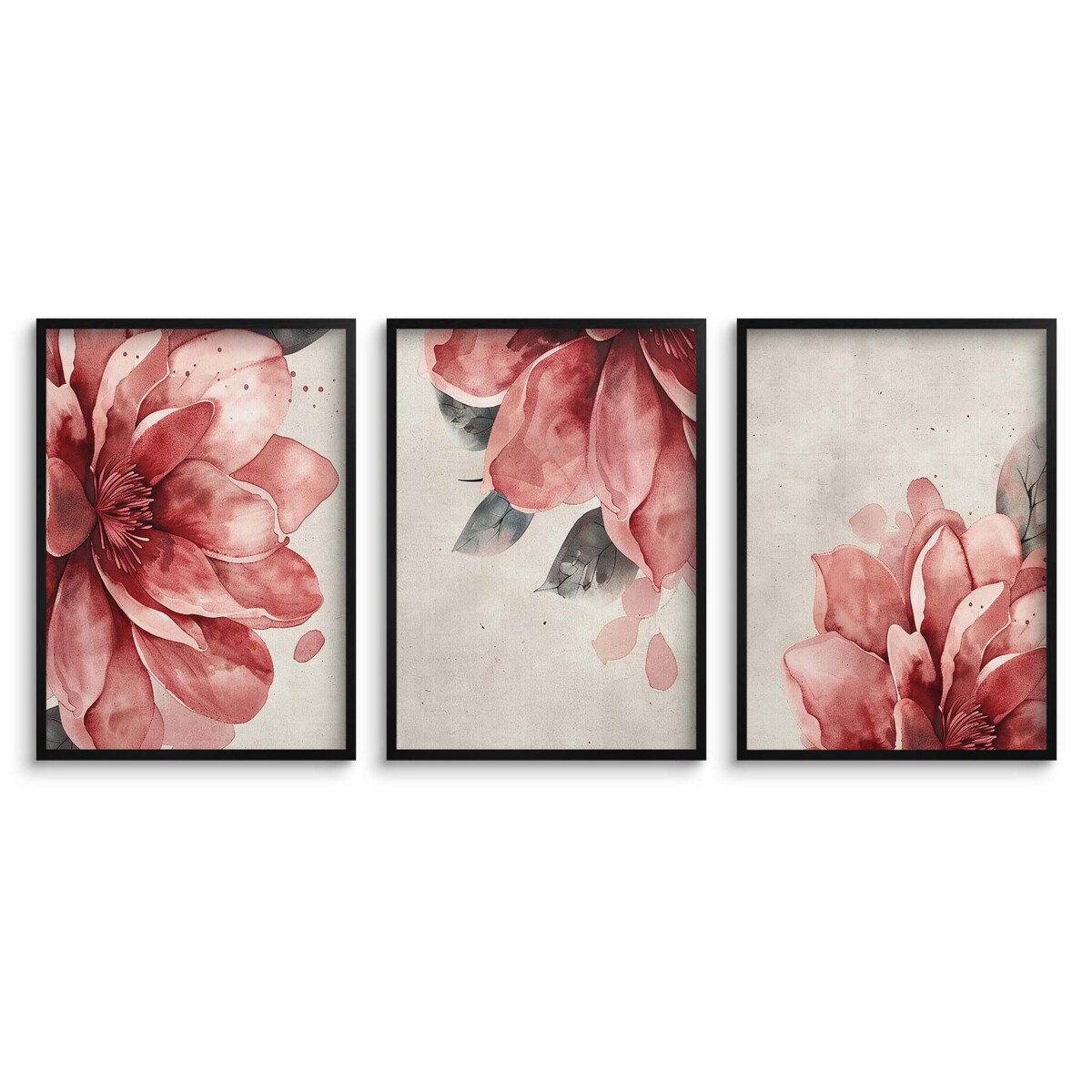 Obrazy na ścianę Plakaty w Czarnej ramie Zestaw do sypialni Różowe Kwiaty