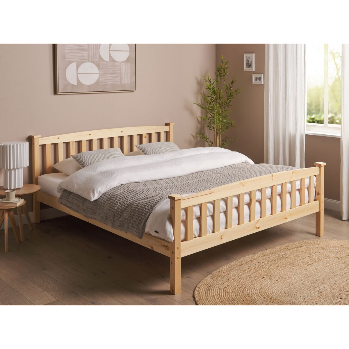 Łóżko drewniane 160 x 200 cm jasne GIVERNY