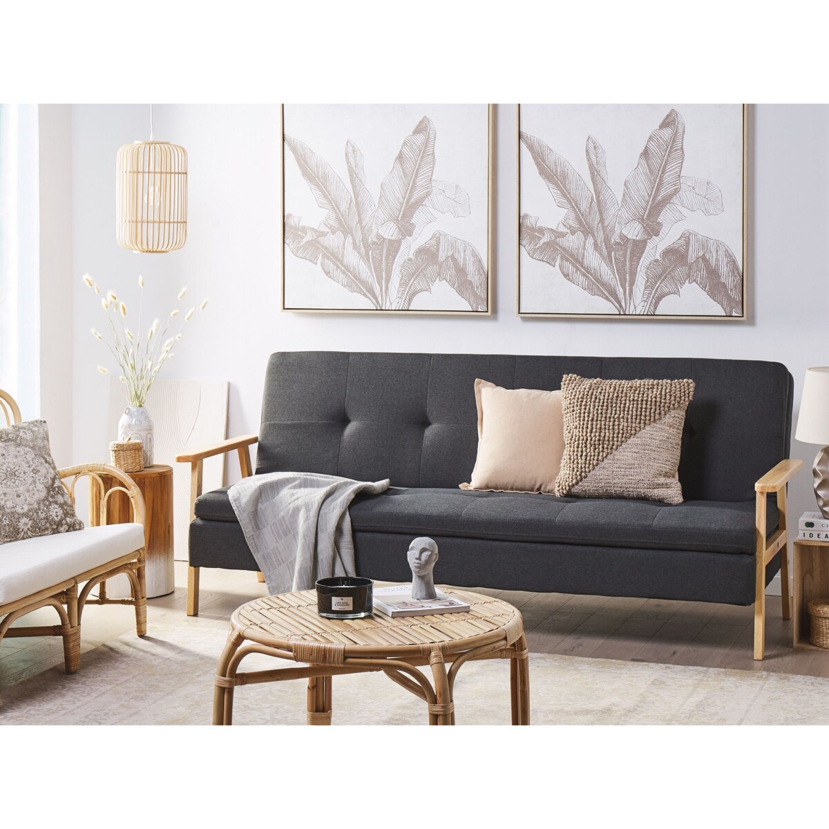 Sofa rozkładana dla 3 osób TJORN Ciemnoszary