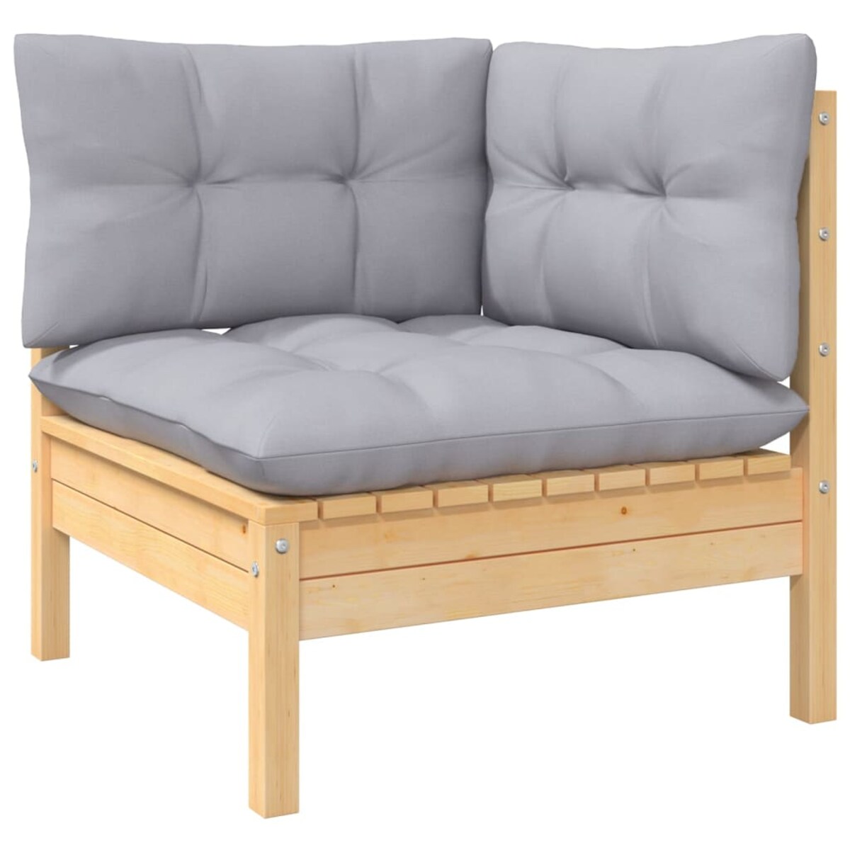 vidaXL 3-osobowa sofa ogrodowa z szarymi poduszkami, drewno sosnowe