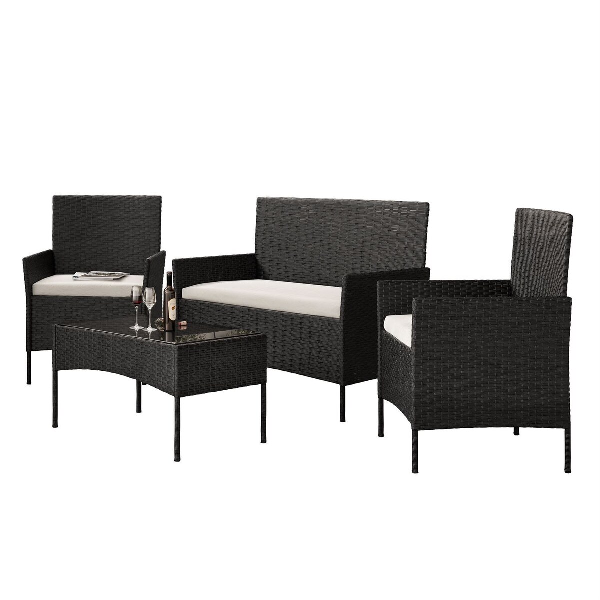 Zestaw mebli rattanowych PERGOLA czarny