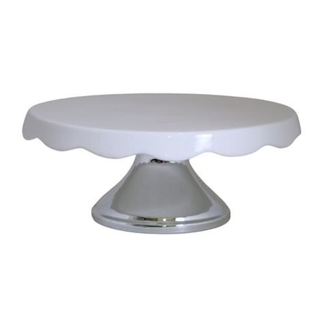 Patera ceramiczna na metalowej nóżce 24x24x10 cm biała