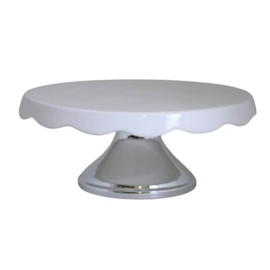 Patera ceramiczna na metalowej nóżce 24x24x10 cm biała