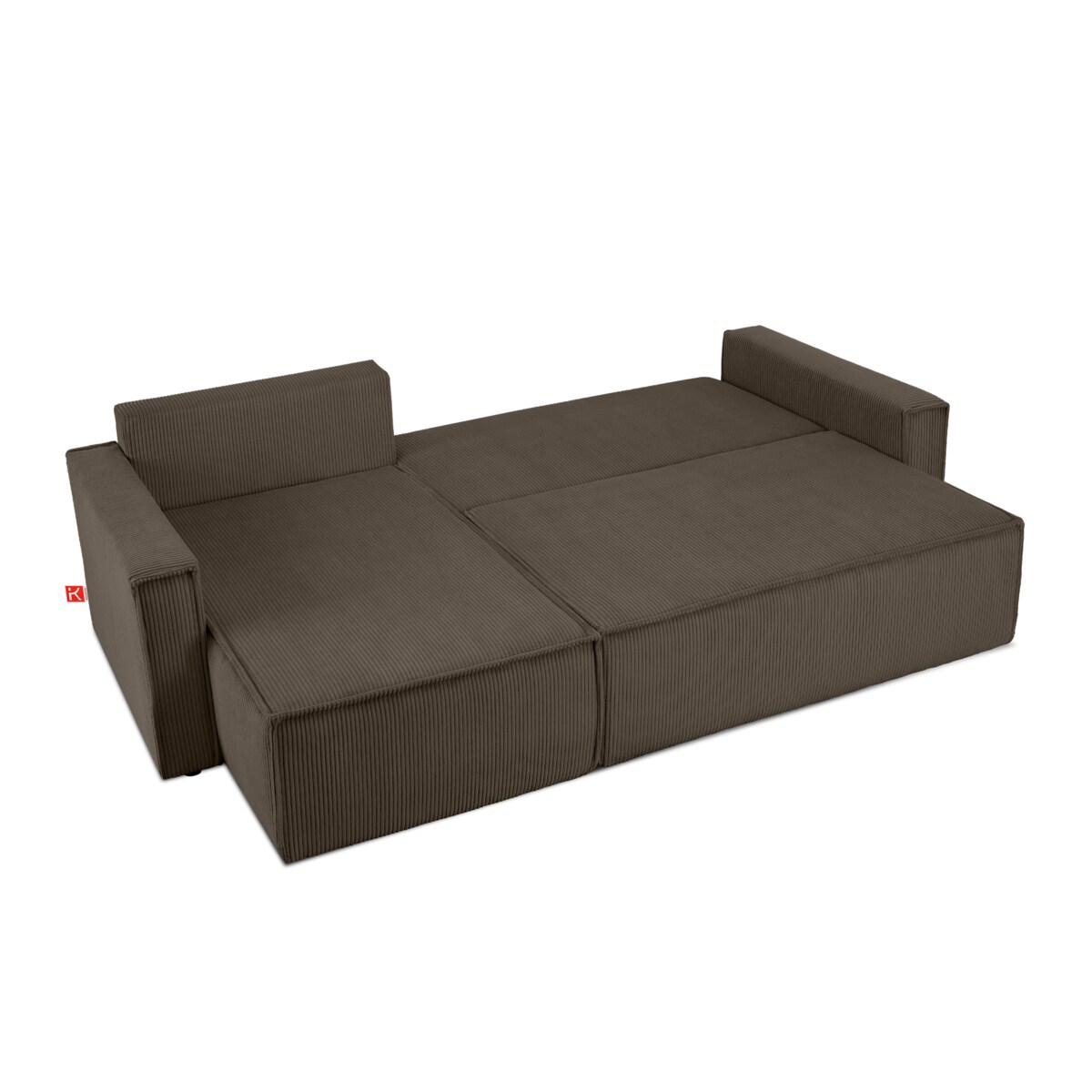 KONSIMO NAPI Duża rozkładana, brązowa, sztruksowa sofa narożna, prawa/lewa