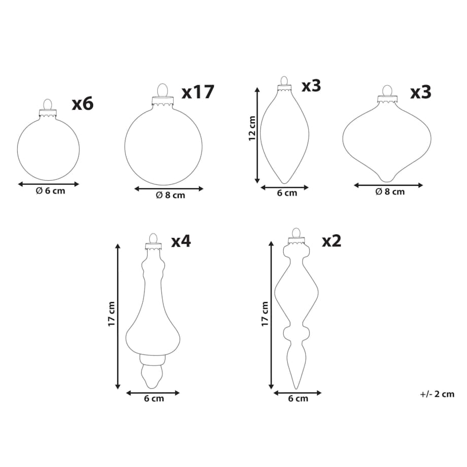 Zestaw 35 bombek ICEDROP Szkło Niebieski/ złoty