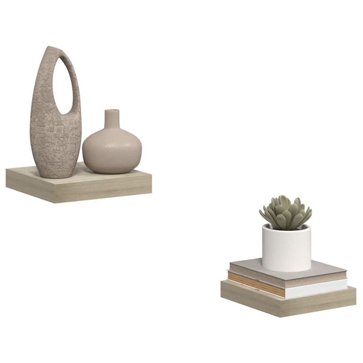 vidaXL Półki ścienne, 2 szt., kolor dębowy, 23 x 23,5 x 3,8 cm, MDF