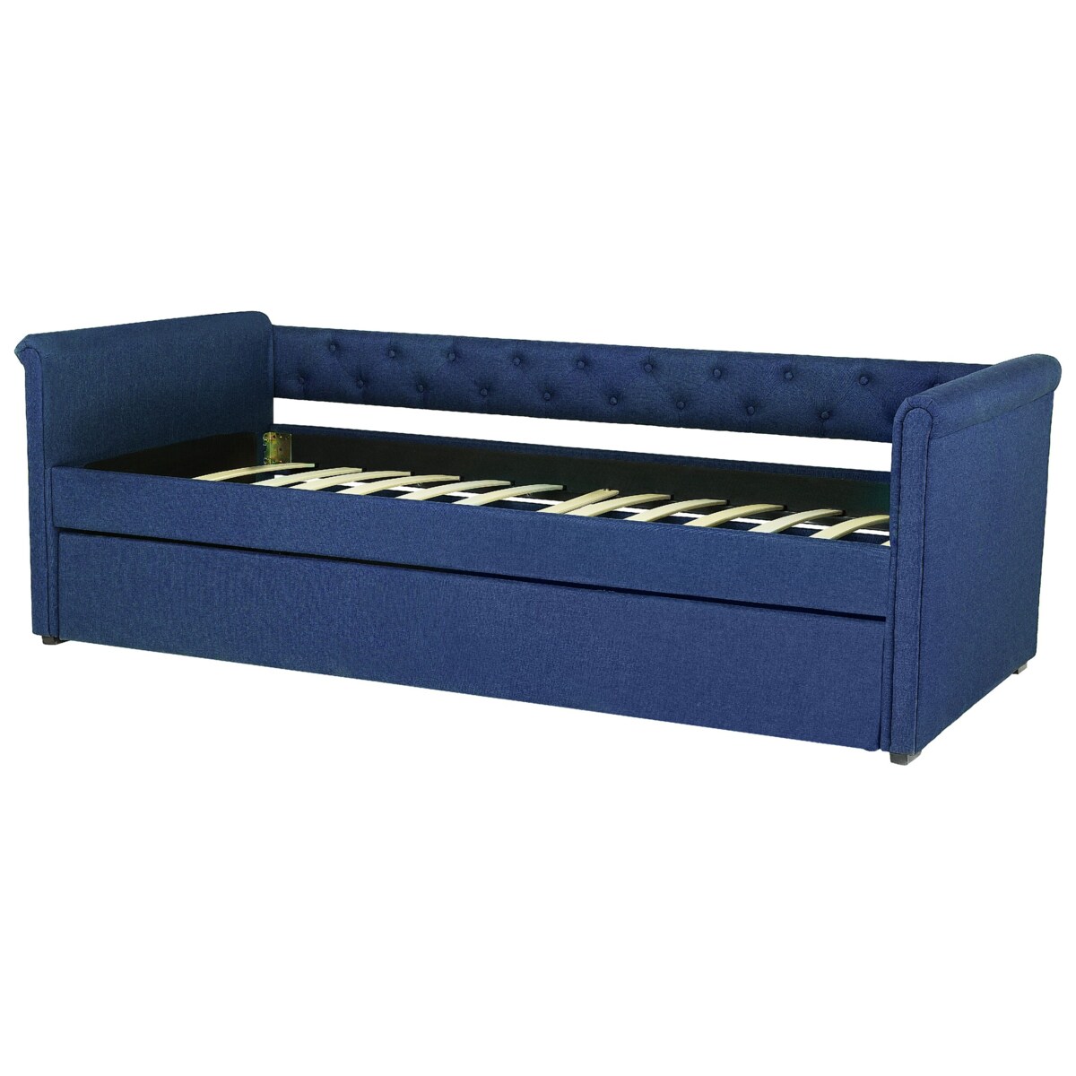 Łóżko wysuwane tapicerowane 80 x 200 cm niebieskie LIBOURNE