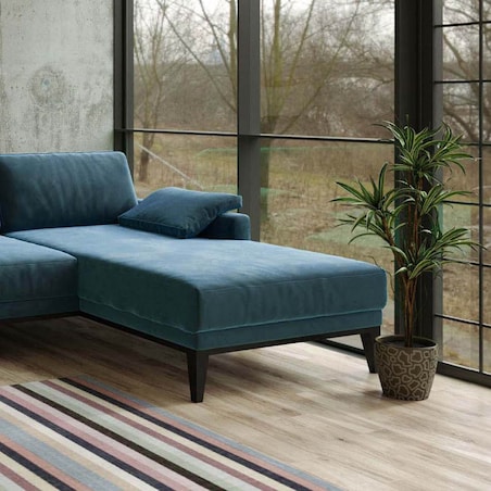 Sofa narożna Musso - ciemnogranatowa z pikowanym siedziskiem