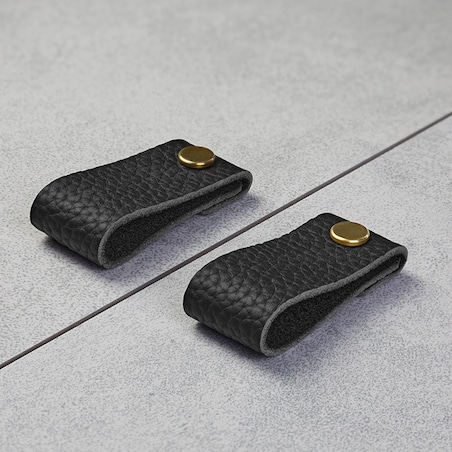 Skórzany uchwyt do mebli do szuflad szafek czarny