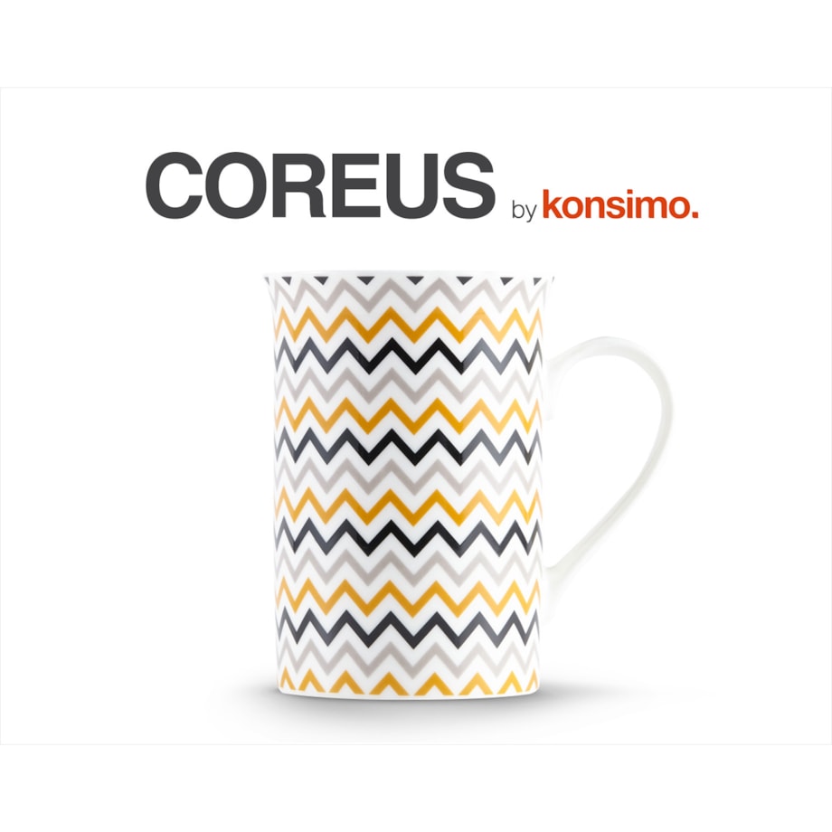 Konsimo COREUS Kubek, biały/szary/żółty/czarny