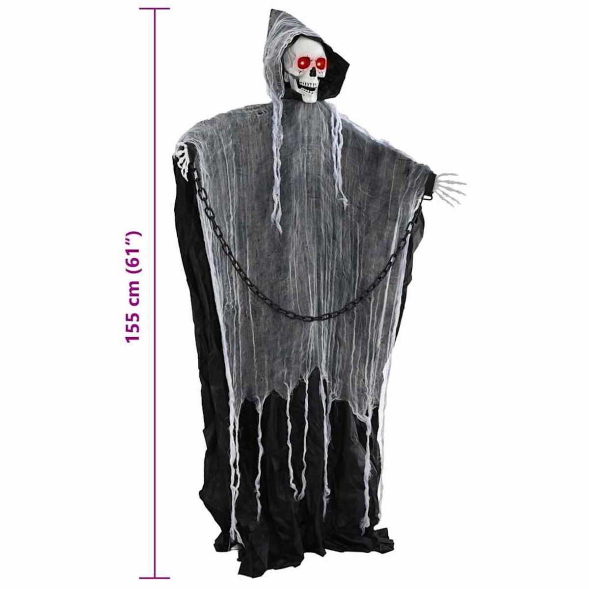 vidaXL Halloween Grim Reaper Czarny 60 x 60 x 155 cm Poliester