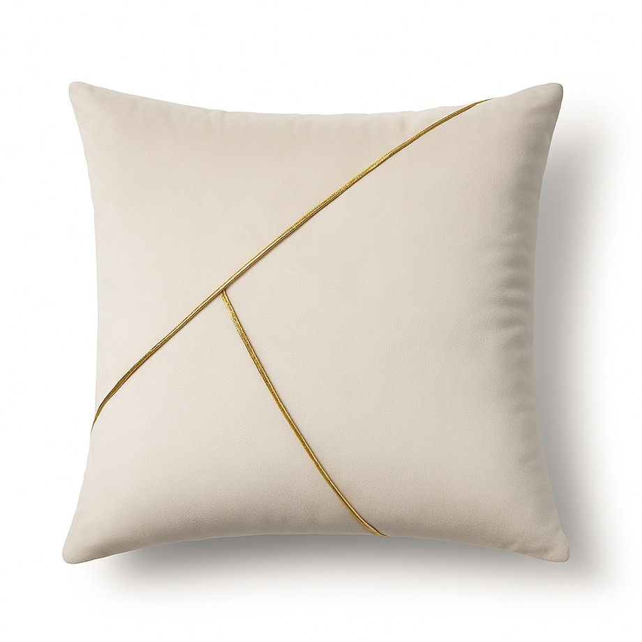 Poszewka na poduszkę ze złotym akcentem Chic - kremowy