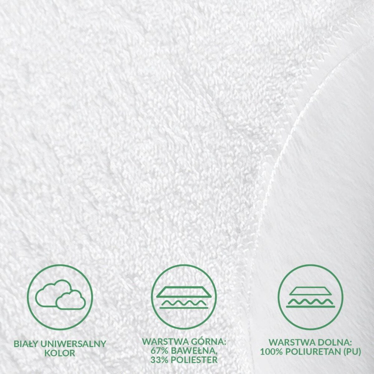 Ochraniacz na materac wodoodporny, rozmiar 70x160 Robson kolor biały