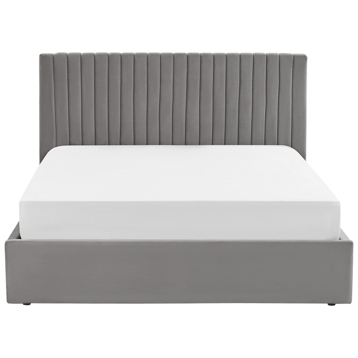 Łóżko z pojemnikiem welurowe 160 x 200 cm szare VION