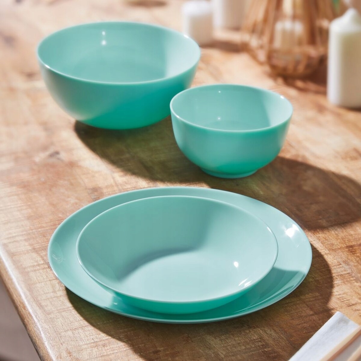 TALERZE GŁĘBOKIE MISKA na zupę DIWALI jasny turkus 6 szt obiadowe LUMINARC