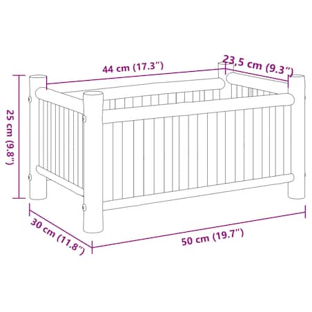 vidaXL Donica, 50x30x25 cm, bambusowa