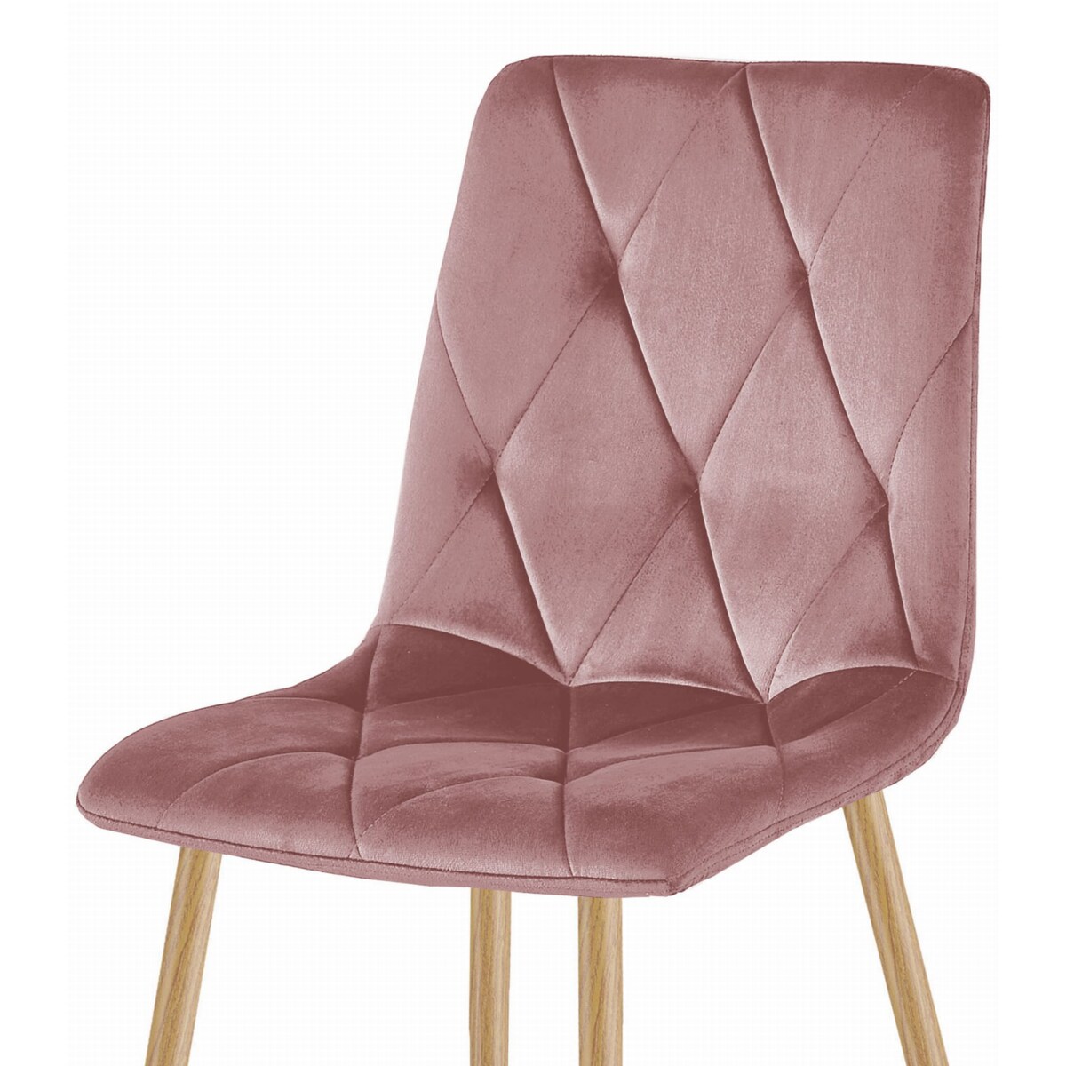 Krzesło Do Jadalni Kuchni Salonu Libra - Różowy Aksamit / Nogi Kolor Drewna X 3