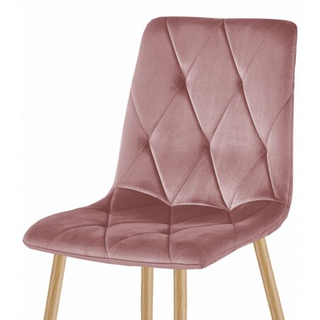 Krzesło Do Jadalni Kuchni Salonu Libra - Różowy Aksamit / Nogi Kolor Drewna X 3