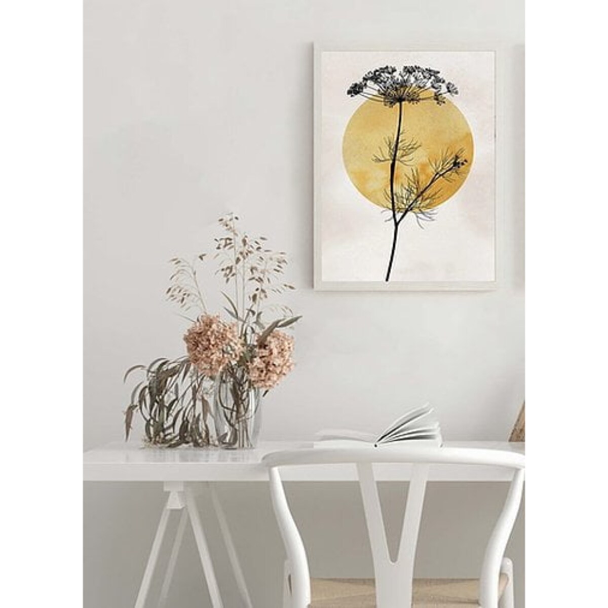 Poster Story, Plakat, Obraz - Sylwetka Czarnej Trawy na Tle Słońca, wymiary 60 x 84 cm