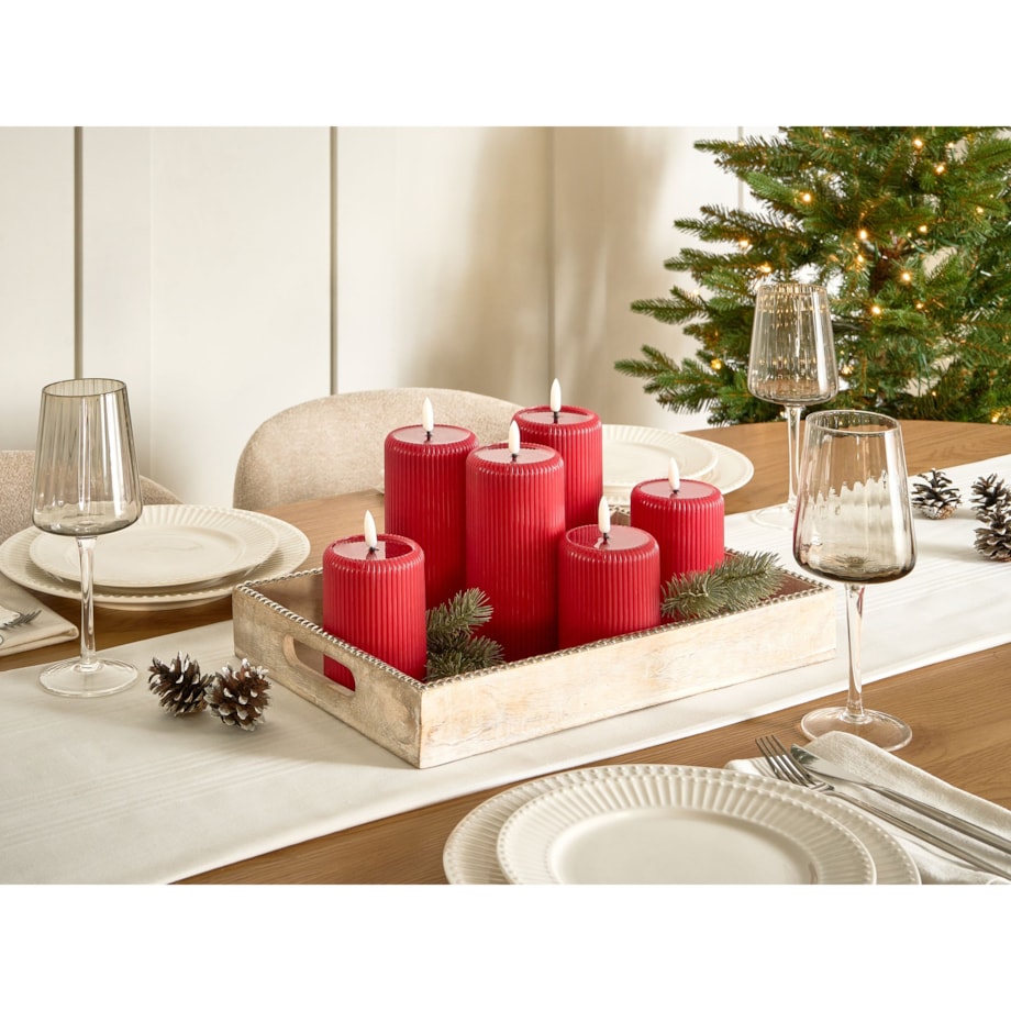 Zestaw 6 świec LED NOISETTE 10/16 cm Czerwony