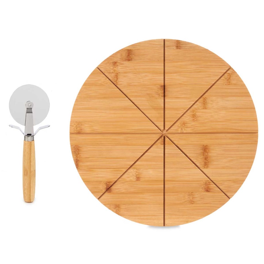 Deska do pizzy, bambusowa, Ø 35 cm + nożyk