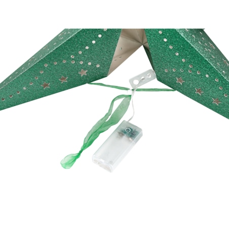 Zestaw 2 wiszących gwiazd brokatowych LED 45 cm zielony MOTTI