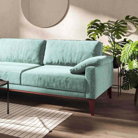 Sofa narożna Musso miętowa z pikowanym siedziskiem