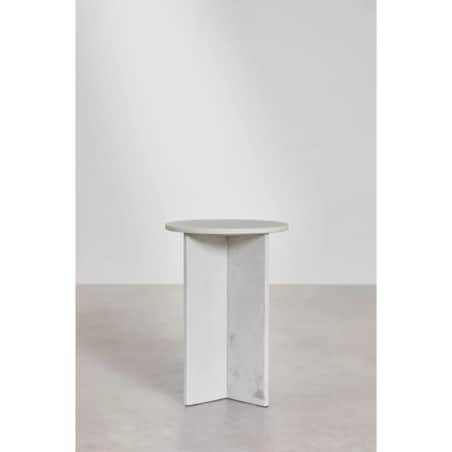 Stolik pomocniczy, biały marmur Banswara, Ø35 cm, Mencia