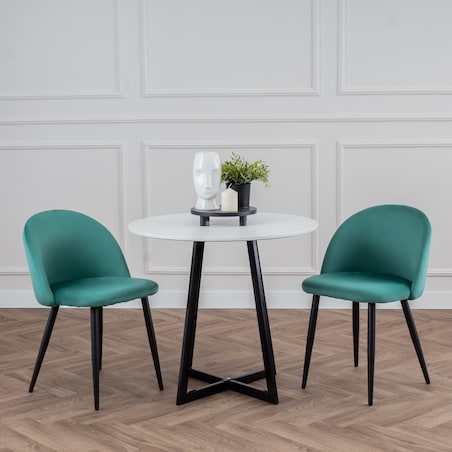 Krzesło tapicerowane do salonu jadalni welurowe zielone velvet