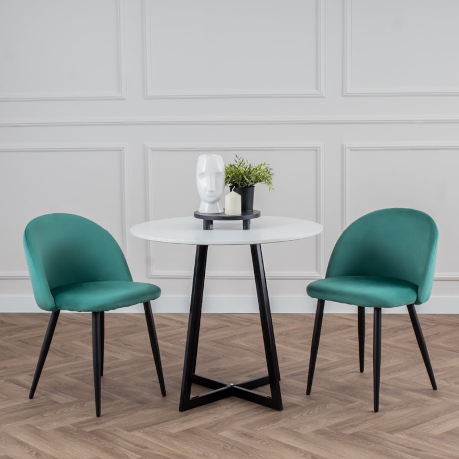 Krzesło tapicerowane do salonu jadalni welurowe zielone velvet