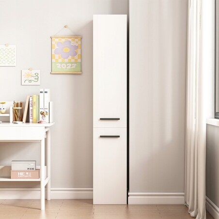 Regał szafka biała nowoczesna stojąca słupek wysoki loft 2-drzwiowy 174 cm