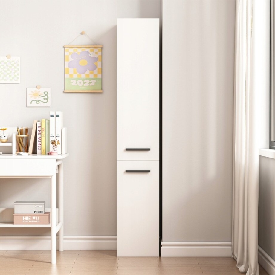 Regał szafka biała nowoczesna stojąca słupek wysoki loft 2-drzwiowy 174 cm