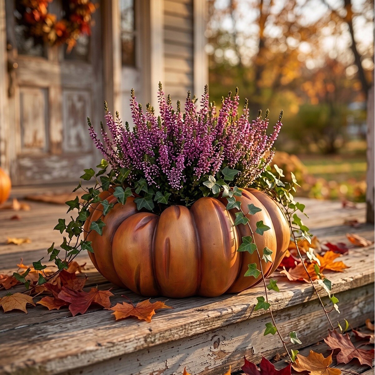 DONICZKA DYNIA POMARAŃCZOWA 25cm DUŻA NA JESIEŃ HALLOWEEN KWIATY OSŁONKA