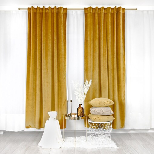 Miodowa zasłona Werona z weluru 140x270