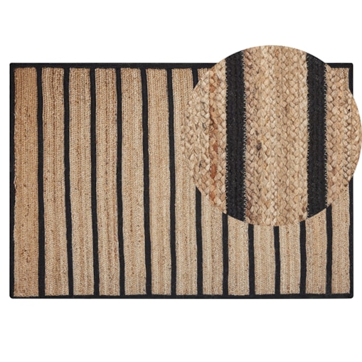 Dywan z juty 140 x 200 cm beżowy z czarnym KARADONA