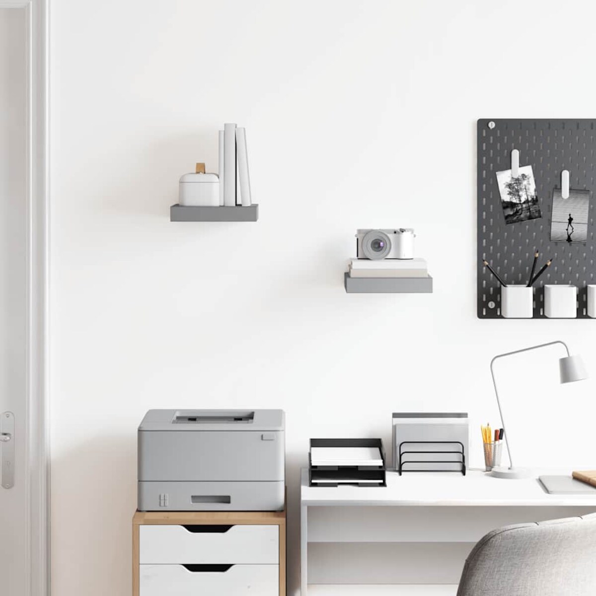 vidaXL Półki ścienne, 2 szt., szare, 23 x 23,5 x 3,8 cm, MDF