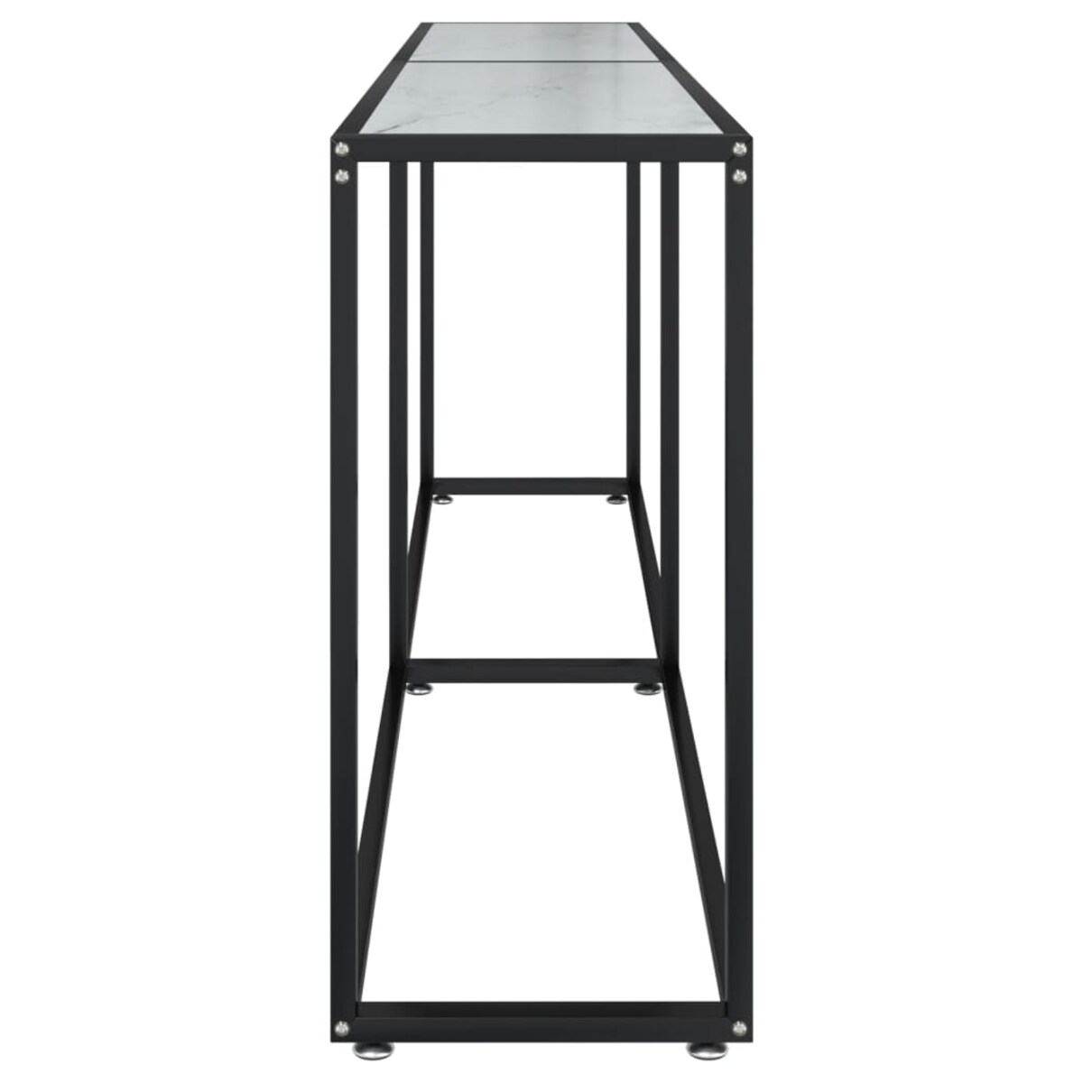 vidaXL Konsola, biały marmur, 200x35x75,5 cm, szkło hartowane