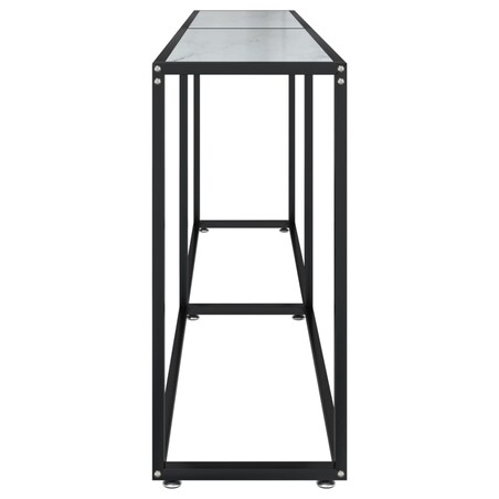 vidaXL Konsola, biały marmur, 200x35x75,5 cm, szkło hartowane