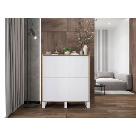 Komoda Industrialna Komoda Loft Biały MAT Dąb Wotan 113 cm